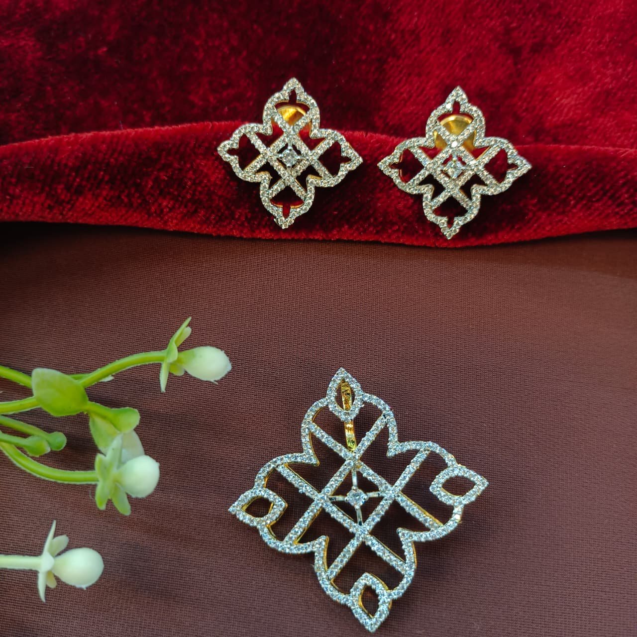 104261.1.1 Akshavi Trends (2) AD Kolam Pendant Set - Image 1