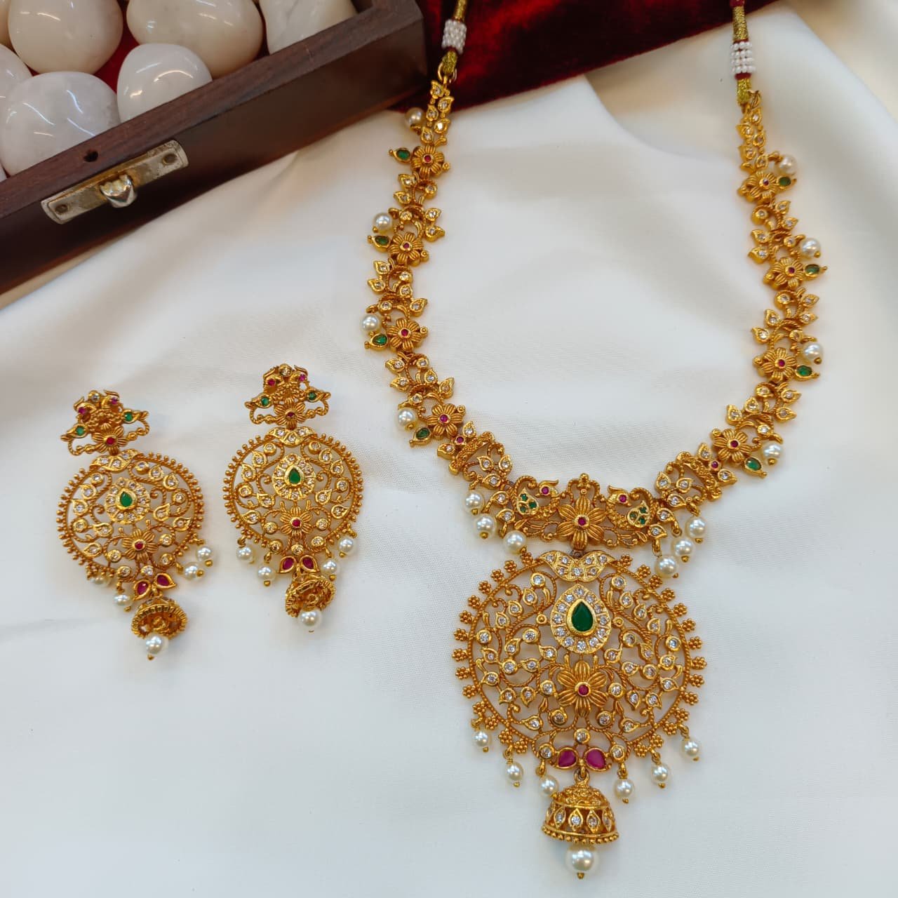 100367.1.1 Akshavi trends Neck Set (3) Floral Short Neck Set - Image 1