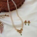 3 Layer Pearl Chain with Pendant short Neck Set - Image 4
