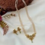 3 Layer Pearl Chain with Pendant short Neck Set - Image 3