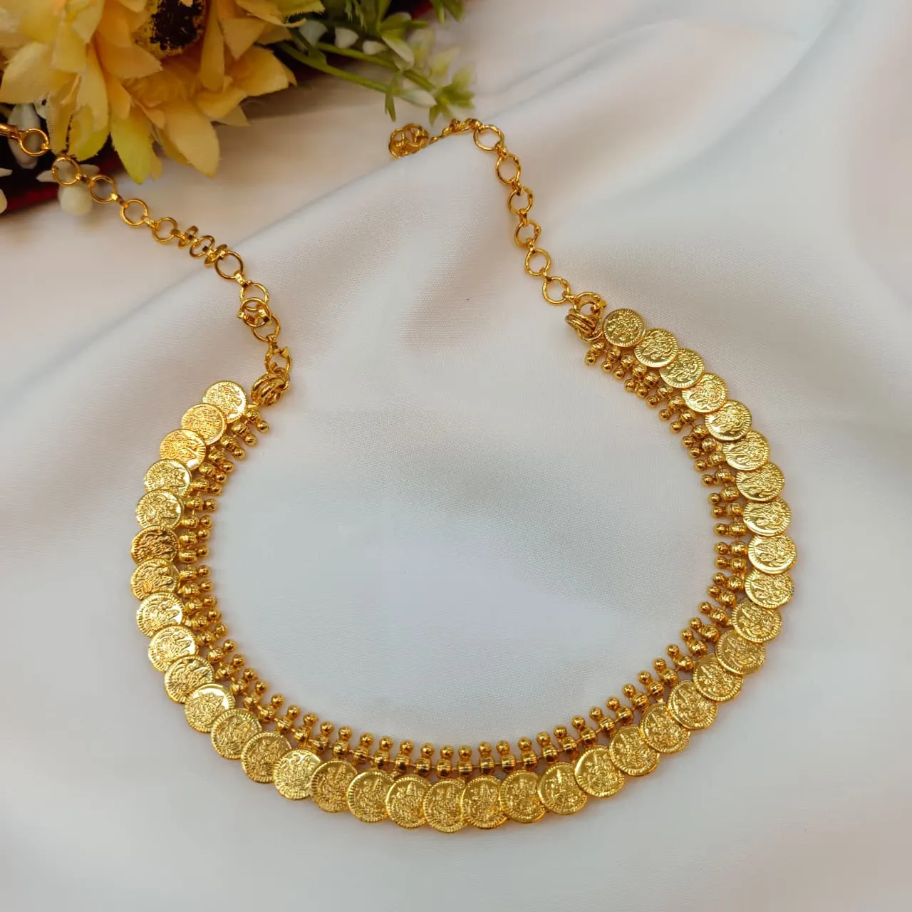 100480.1.1 Akshavi Trends Coin Mala (1) Lakshmi Coin Short Necklace - Image 1