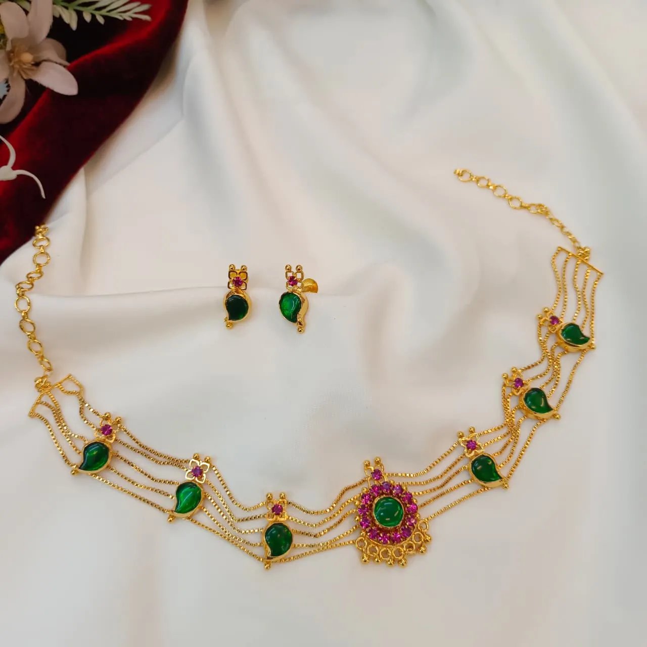 100738.1.1 Akshavi Trends Choker (2) Kerala Mango Choker Set - Image 1