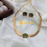 Lotus with Lakshmi Coin Short Neck Set - Image 2