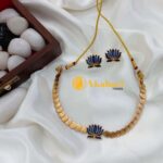 Lotus with Lakshmi Coin Short Neck Set - Image 3