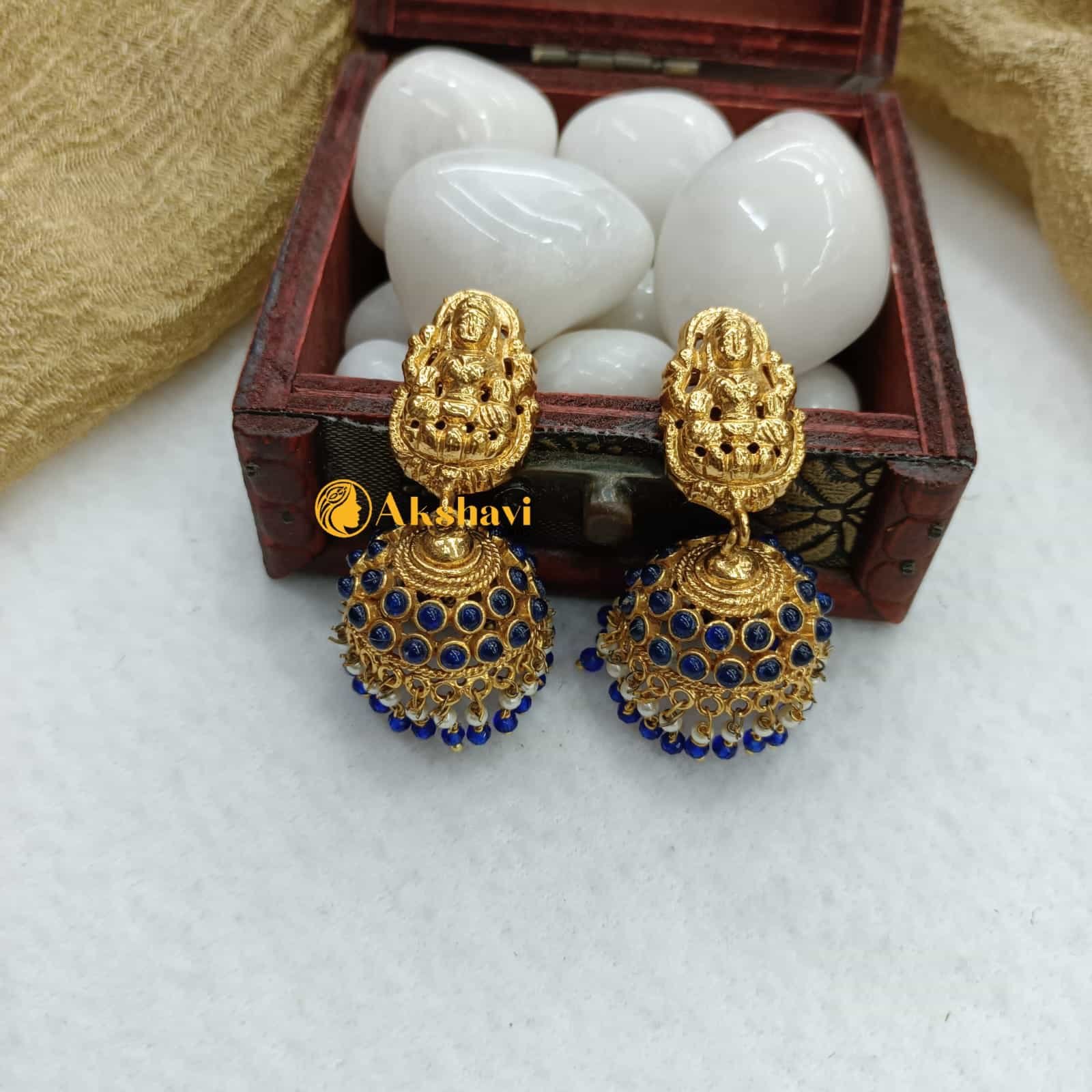 101119.1.1-1.jpeg Lakshmi Blue Beads Jhumkas - Image 1