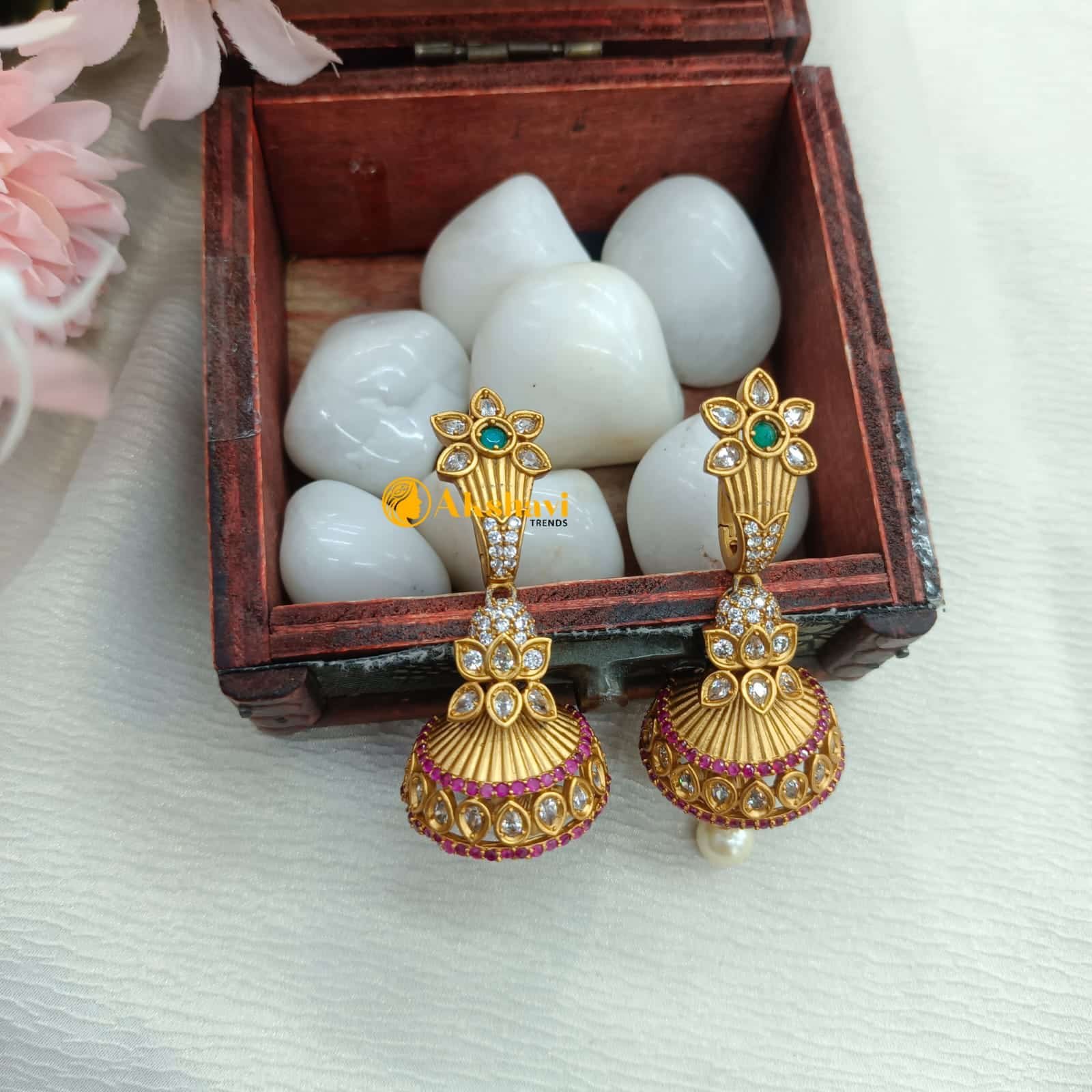 101139.1.1-1.jpeg Floral Multi Hook Jhumkas - Image 1
