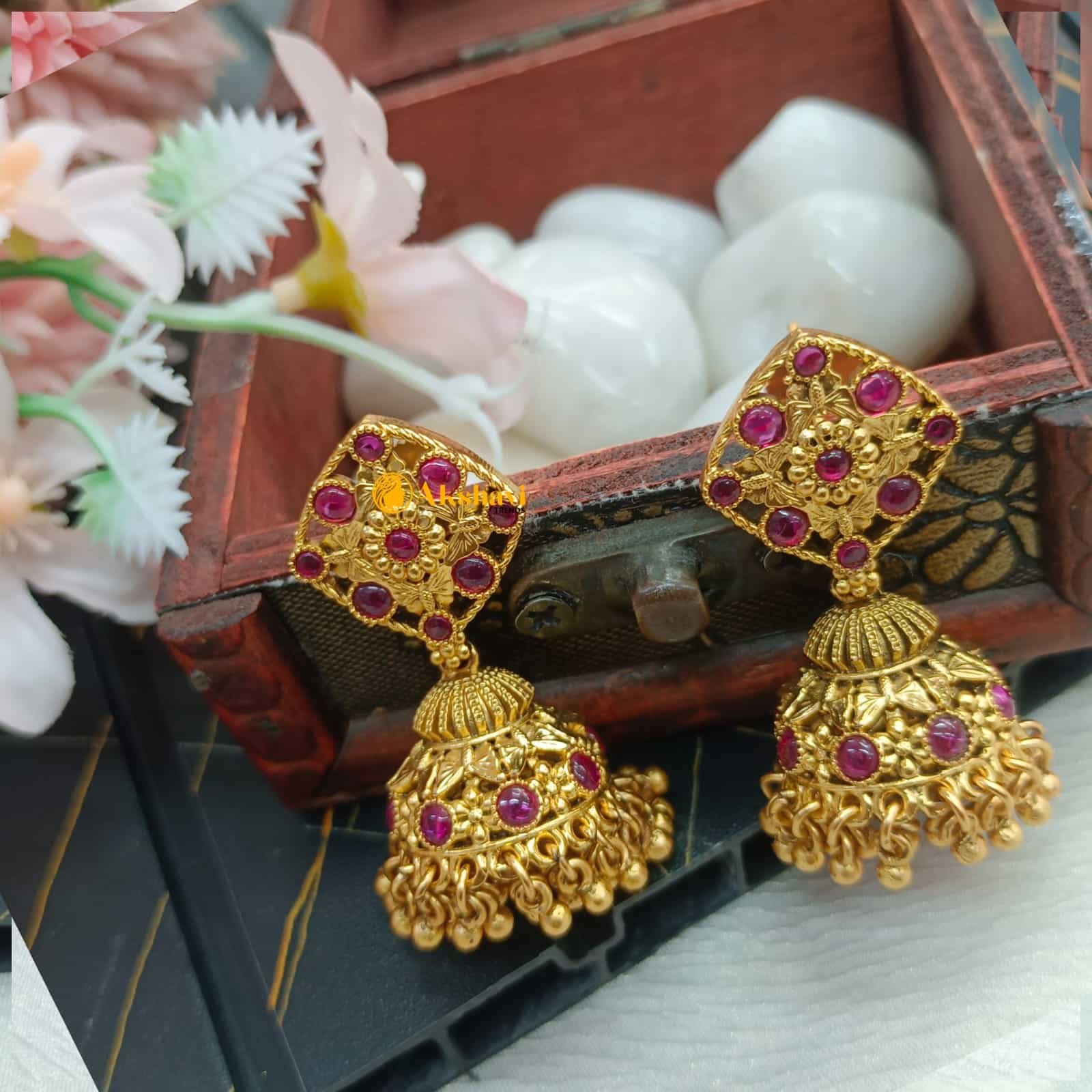 101144.1.1-1.jpeg Kemp Rectangle Shaped Jhumkas - Image 1