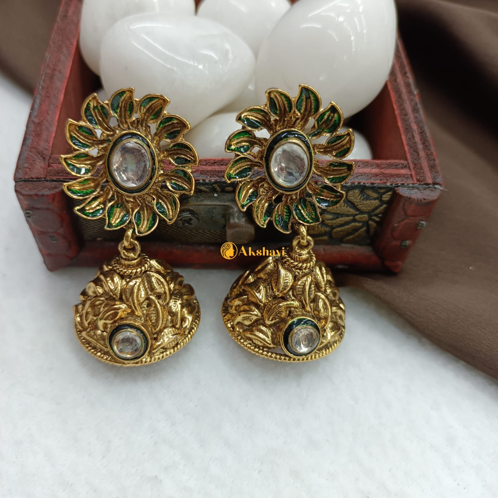 101385.1.1-2.jpeg Enamel Fancy Jhumkas - Image 1