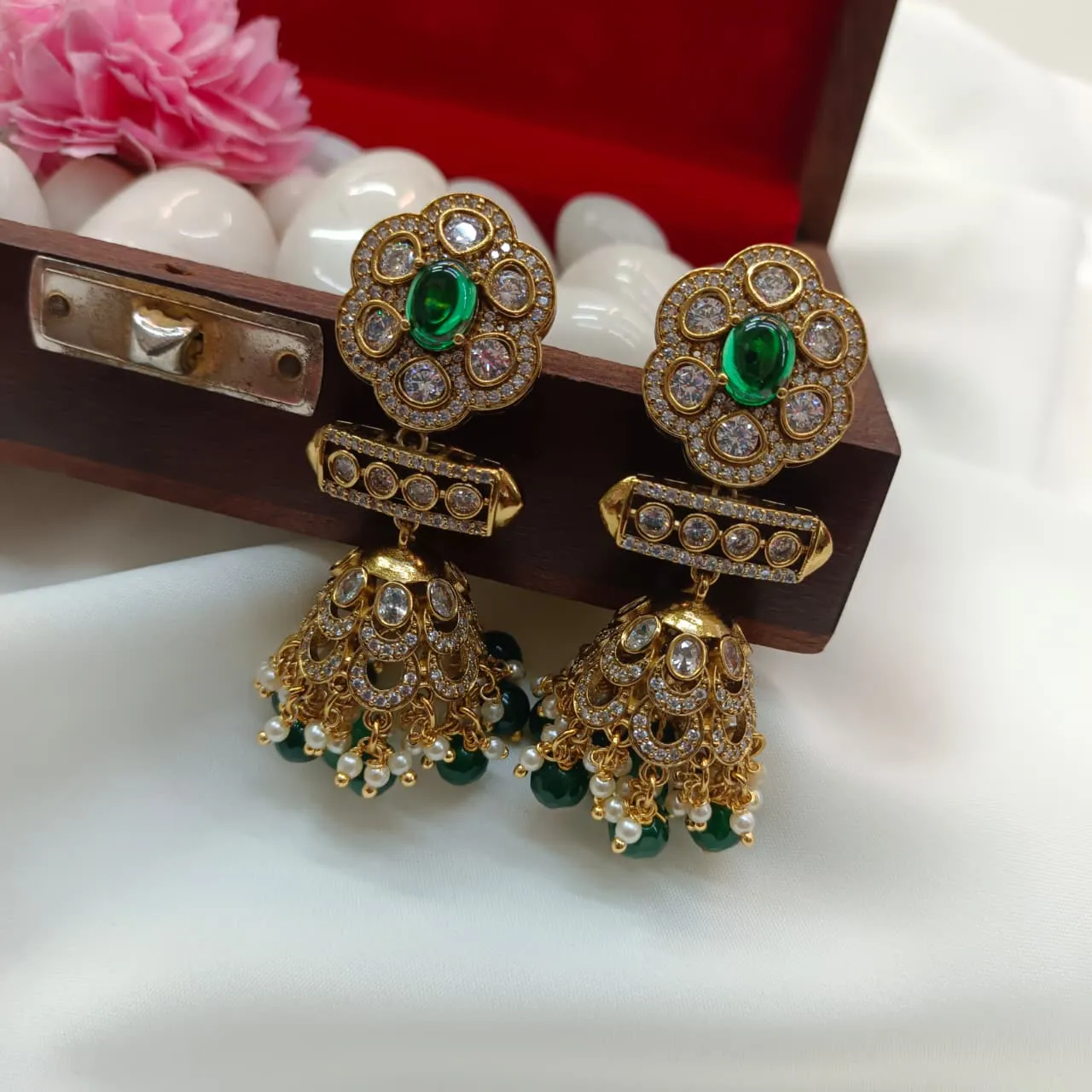 101396.17-1.webp Antique Floral Jhumkas - Image 1