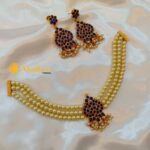 Peacock 3 Layer Pearl Mala Choker Set