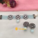 Sky Blue Beads Mala Choker Set