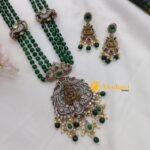 3 Layer Green Beads Mala with Victorian Lakshmi Pe