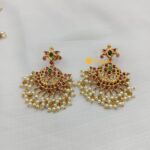 Floral Multi Chandbali Pearl Short Neck Set - Image 2