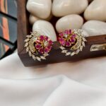 Zircon Floral Earrings Screw Back