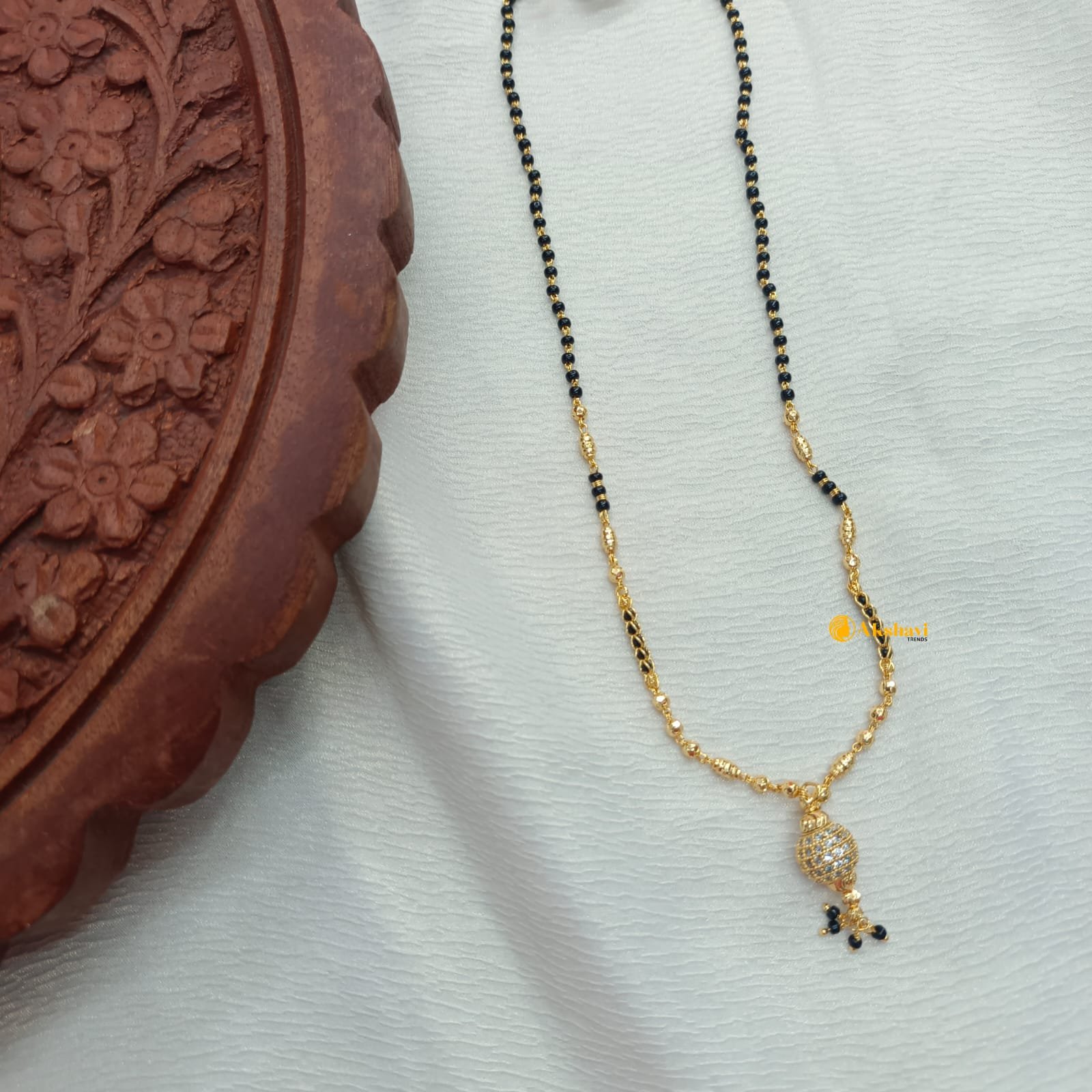 102607.1.1-2.jpeg Gold Plated Mangalsutra Short Chain - Image 1