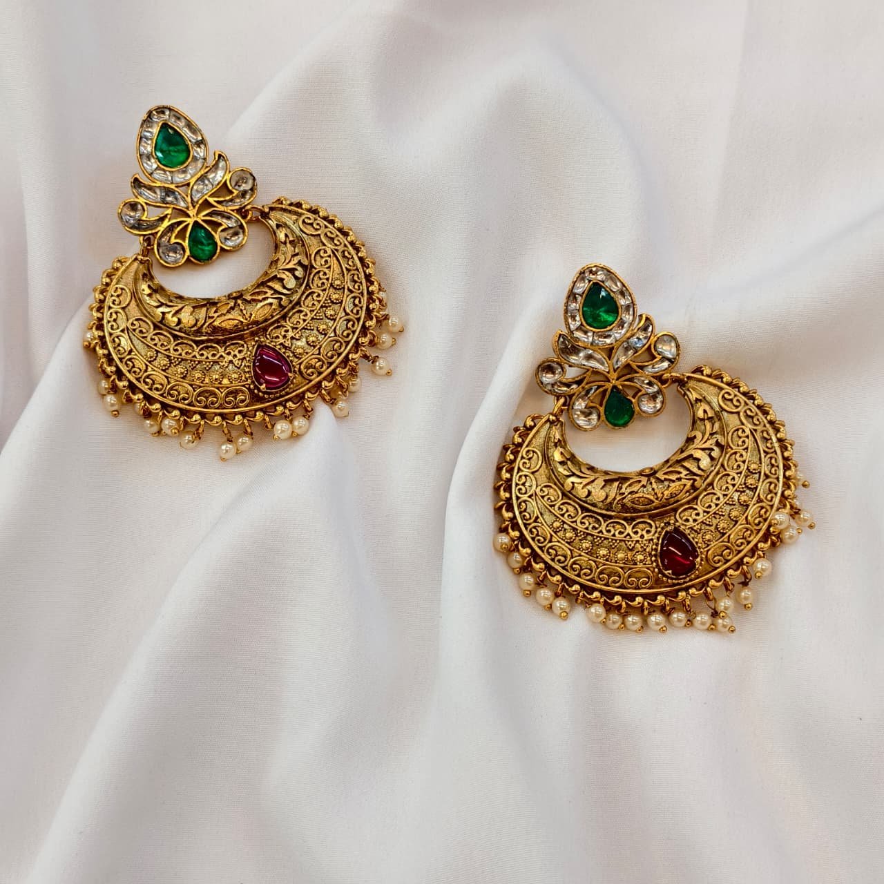102634.20-1.jpeg Floral Chandbali Earrings - Image 1