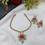 Victorian Coral Peacock Short Neck Set - Image 2