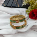 Peacock with Cubic Green Stone Bangles 2s - Image 3