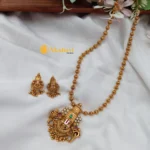 Gold Polish Perumal Pendant with Amla Ball Mala Short Neck Set