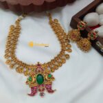 Lakshmi Coin with Peacock Short Neck Set