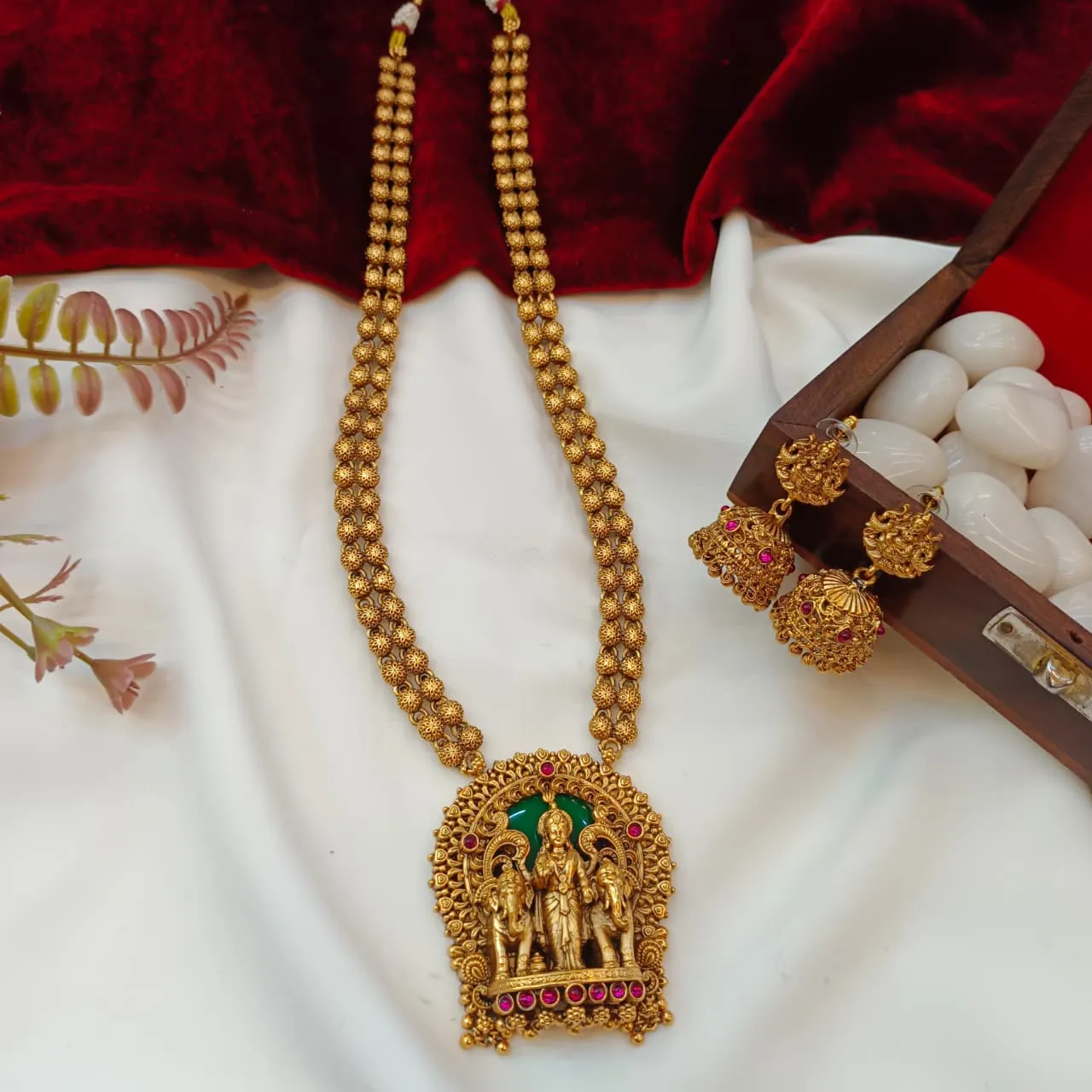 104404.1.1 Akshavi Trends Long Neck Set (2) Gajalakshmi 2 Layer Long Neck Set - Image 1