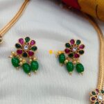Beautiful Matte Gold Swan & Floral Short Neck Set - Image 2
