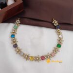 Floral Oval Stone Short Neck Set - Image 3