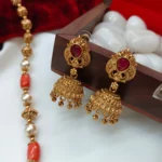 Peacock Crescent Pendant With Coral and Amla Ball - Image 2