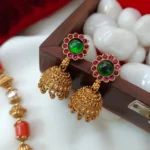 Peacock Crescent Pendant With Coral and Amla Ball - Image 2