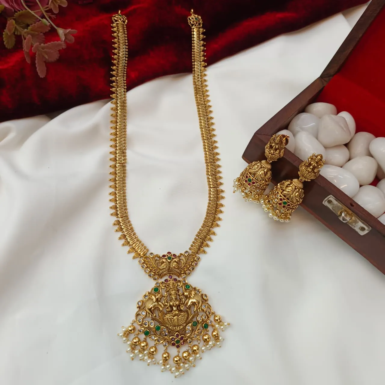 104549.1.1 Akshavi Trends Neckset (1) Gajalakshmi Long Neck Set - Image 1
