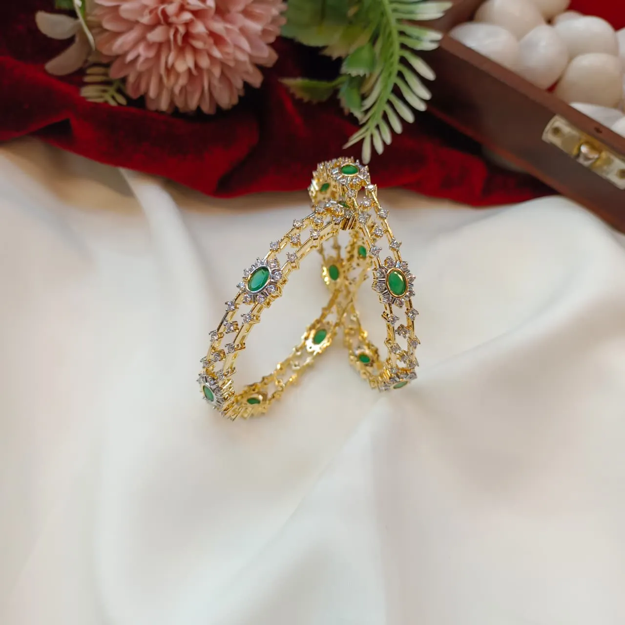 104584.1.3 Akshavi Trends Bangles (2) AD 2 Line Oval Bangles 2s - Image 1