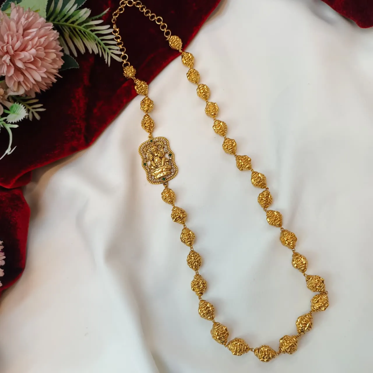 104622.1.1 Akshavi Trends Mogappu Chain (3) 24" Ganesh Mogappu Chain with Amla Balls - Image 1