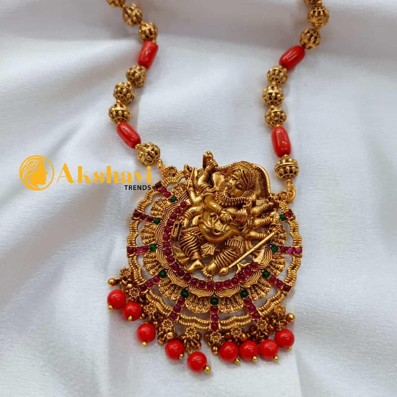 Ganapathy Amla Ball Chain Short Neck Set - Image 3