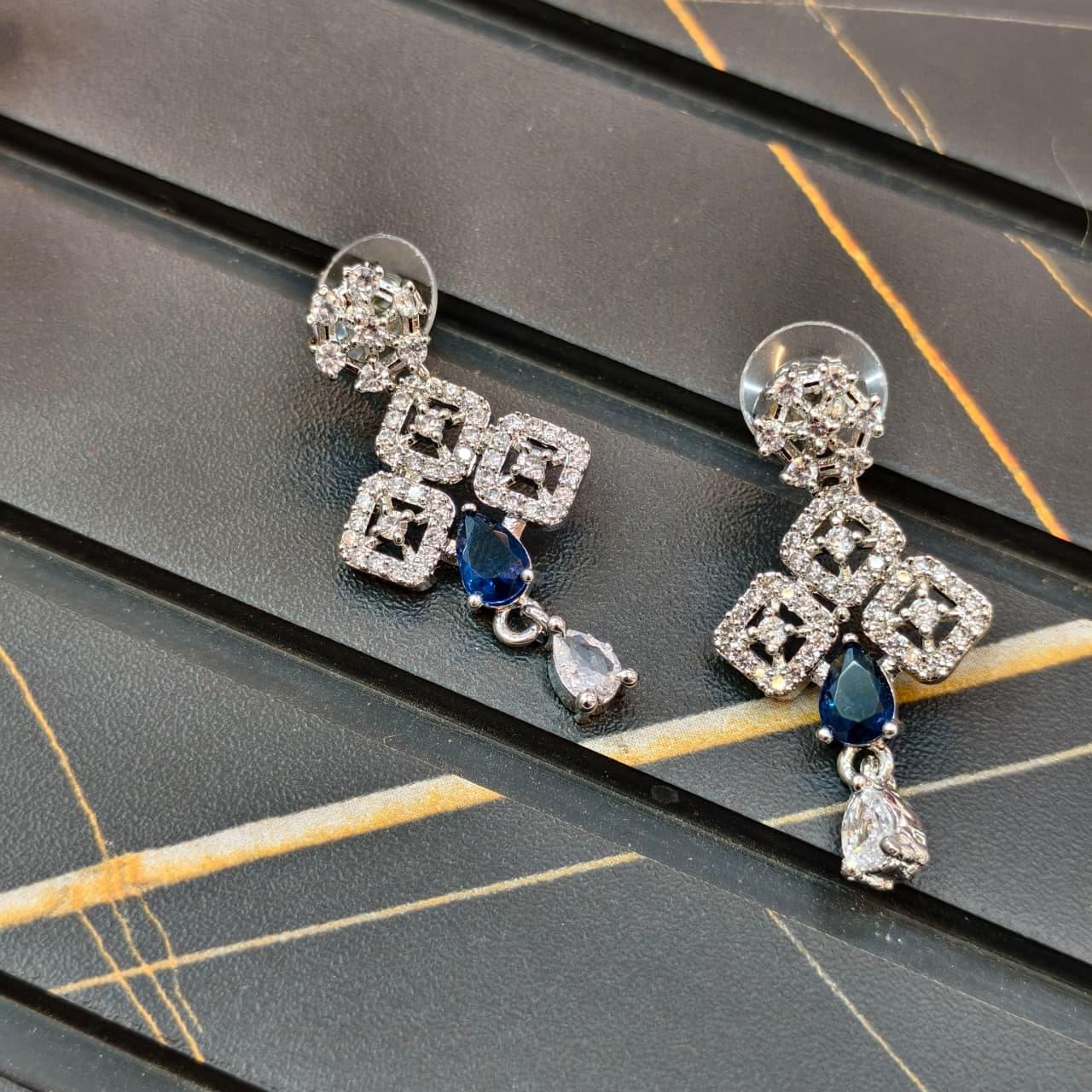 AD Cubic Thilak Silver Earrings - Image 2